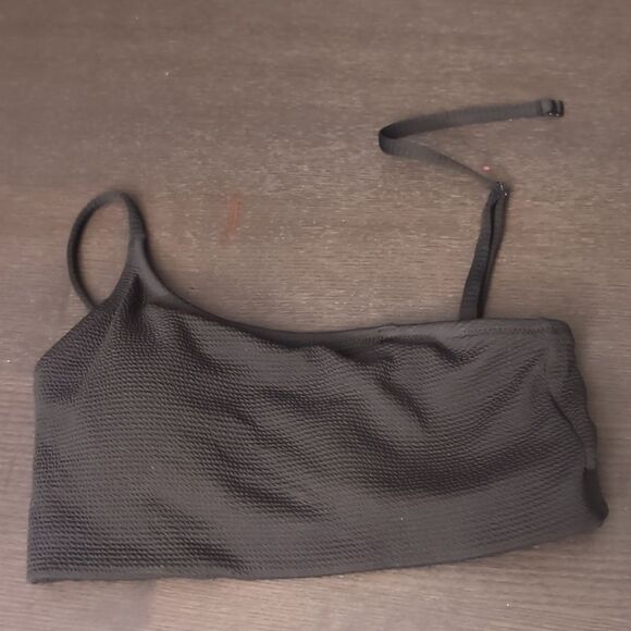 Black Convertible Textured Bandeau Bikini Swim Top Size M - Picture 7 of 9